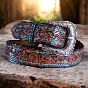 Turquoise Tooled Belt